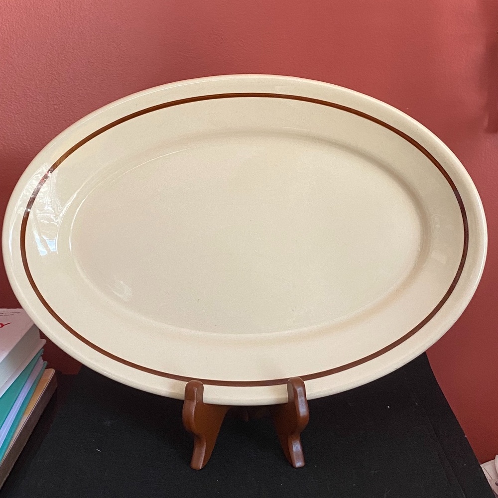 Sterling China; vintage oval platter, Dessert Tan